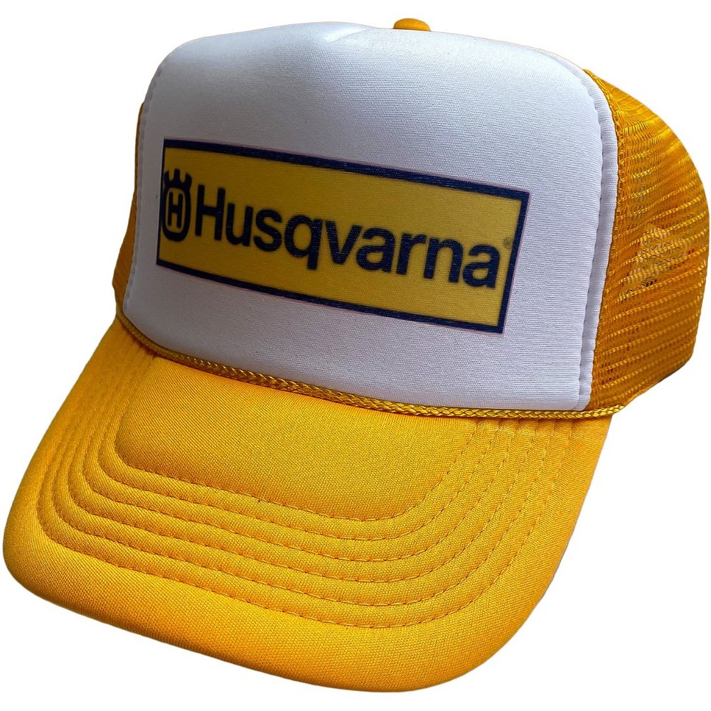 Vintage Husqvarna Trucker Hat Mesh Hat Snap back Hat Yellow